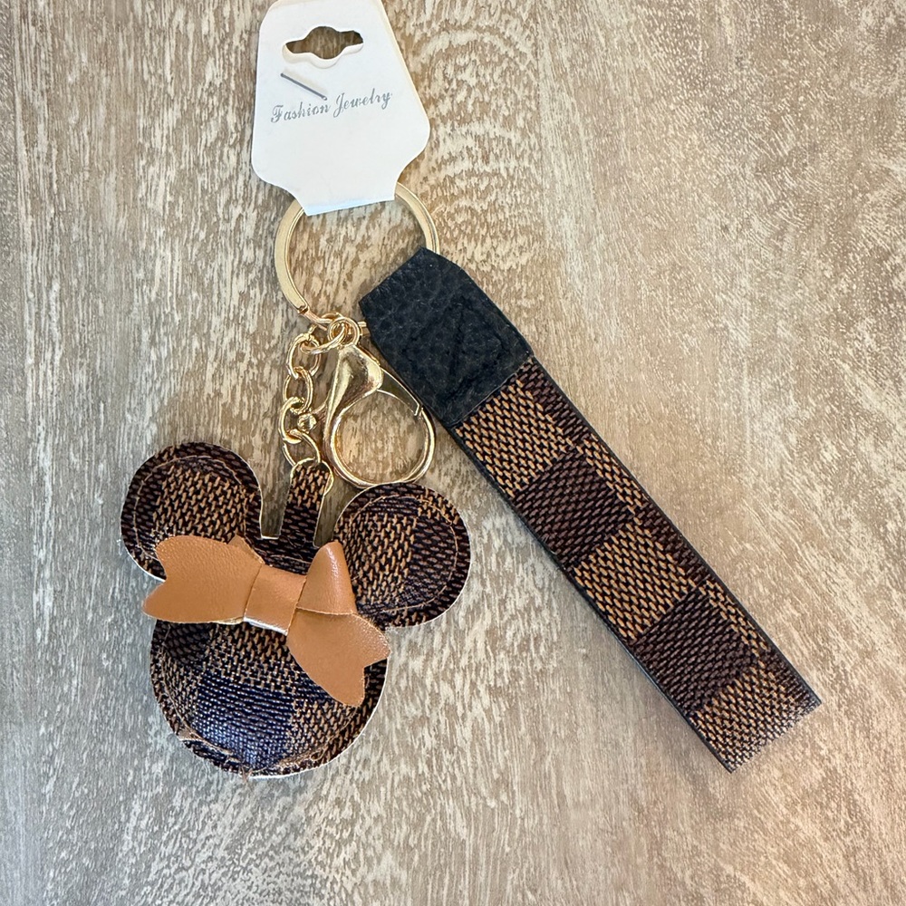 Party Pack- Plaid Minnie Keychain Charm with Bow - Set of 3